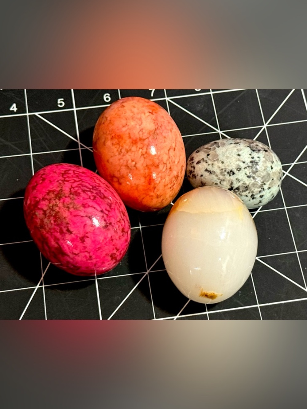 Vtg Alabaster Marble Eggs Set of 4